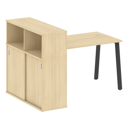 Metal System Стол письменный с шкафом-купе на А-образном м/к БА.РС-СШК-3.2 Т Акация Лорка/Металл Антрацит 1610*1120*1098 Metal System Стол письменный с шкафом-купе на А-образном м/к БА.РС-СШК-3.2 Т Акация Лорка/Металл Антрацит 1610*1120*1098