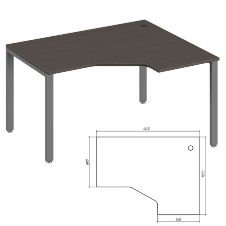 Trend Metal TDM32215315 Эргономичный стол правый 1400x1200x750 тёмный дуб