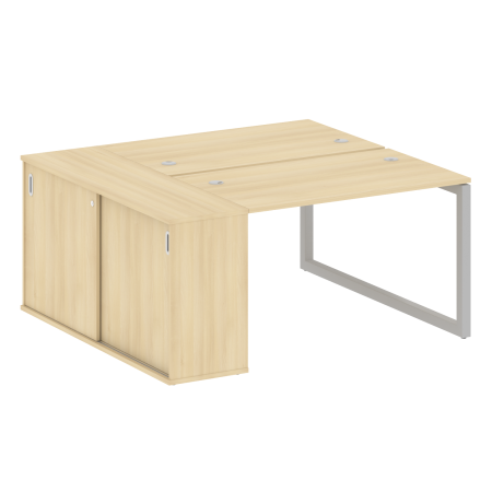 Metal System Quattro Рабочая станция с шкафом-купе на О-образном м/к 50БО.РС-СШК-1.2 Т Акация Лорка/Металл Серый 1610*1475*750