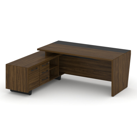 Corner Стол руководителя с тумбой COR.SRT-20 (L) Орех Лоренцо/Графит/Металл Графит 2000*1800*750 Corner Стол руководителя с тумбой COR.SRT-20 (L) Орех Лоренцо/Графит/Металл Графит 2000*1800*750