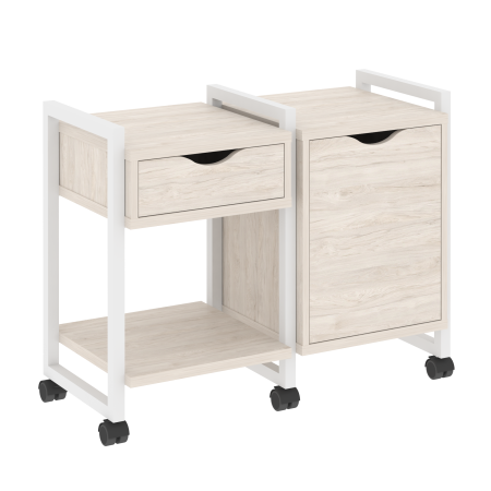 Loft Тумба на колесных опорах VR.L-TN-3.K Денвер Светлый/Металл Белый 970*460*767