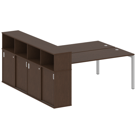 Metal System Quattro Рабочая станция с шкафом-купе на П-образном м/к 50БП.РС-СШК-4.5 Т Венге Цаво/Металл Серый 2210*2332*1098
