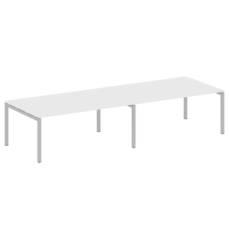 Metal System Quattro Переговорный стол (2 столешницы) на П-образном м/к 50БП.ПРГ-2.5 Белый/Металл Серый 3600*1235*750