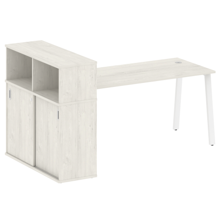 Metal System Стол письменный с шкафом-купе на А-образном м/к БА.РС-СШК-3.4 Т Дуб Наварра/Металл Белый 2010*1120*1098 Metal System Стол письменный с шкафом-купе на А-образном м/к БА.РС-СШК-3.4 Т Дуб Наварра/Металл Белый 2010*1120*1098