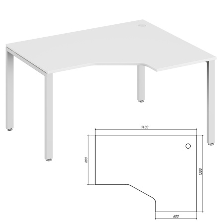 Trend Metal TDM32215344 Эргономичный стол правый 1400x1200x750 белый