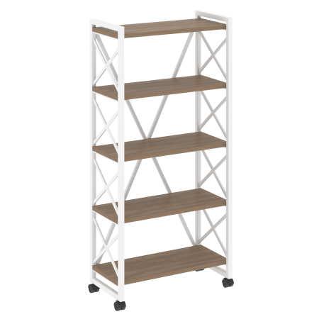 Loft Стеллаж на колесных опорах-5 полок VR.L-MST.K-5.8 Дуб Аризона/Металл Белый 800*400*1704