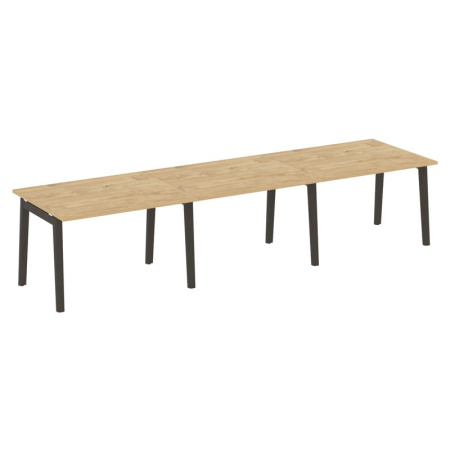 Onix Wood Стол переговорный (3 столешницы) OW.PRG-3.2 Тиквуд Светлый/Дуб Темный/Металл Антрацит 3540*980*750