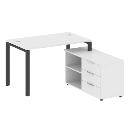 Metal System Рабочая станция с тумбой на П-образном м/к БП.РС-СТС-2.2 (R) Белый/Металл Антрацит 1300*1520*750 Metal System Рабочая станция с тумбой на П-образном м/к БП.РС-СТС-2.2 (R) Белый/Металл Антрацит 1300*1520*750