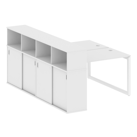 Metal System Quattro Рабочая станция с шкафом-купе на О-образном м/к 50БО.РС-СШК-4.2 Т Белый/Металл Белый 1610*2332*1098
