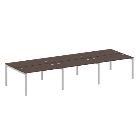 Metal System Quattro Рабочая станция на 6 раб. мест на П-образном м/к 50БП.СМ-6.3 Венге Цаво/Металл Серый 4200*1475*750