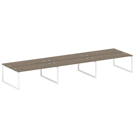 Metal System Quattro Рабочая станция на 6 раб. мест на О-образном м/к 50БО.СМ-6.5 Вяз Благородный/Металл Белый 5400*1475*750