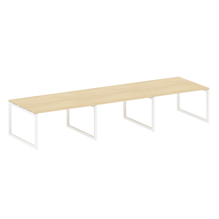 Metal System Quattro Переговорный стол (3 столешницы) на О-оразном м/к 50БО.ПРГ-3.3 Акация Лорка/Металл Белый 4200*1235*750