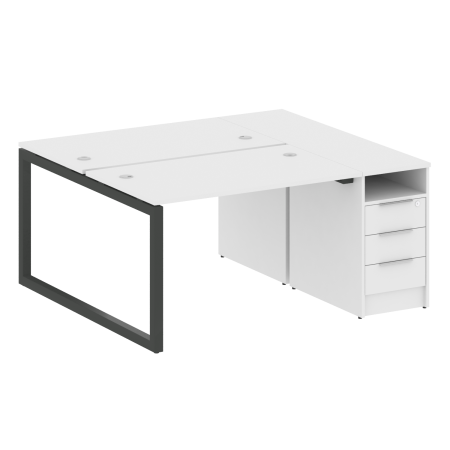 Metal System Quattro Рабочая станция с тумбой на О-образном м/к 50БО.РС-СТП-2.2 Белый/Металл Антрацит 1612*1475*750