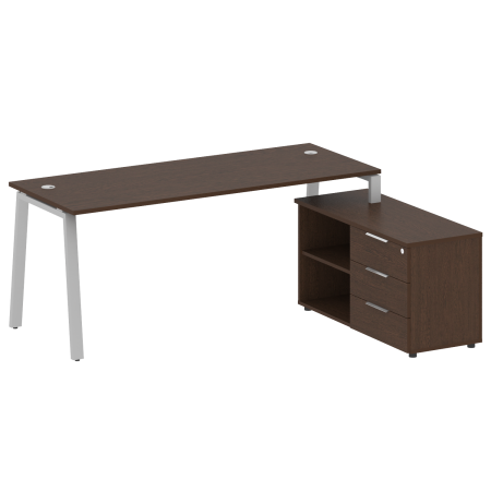 Metal System Рабочая станция с тумбой на А-образном м/к БА.РС-СТС-2.5 (R) Венге Цаво/Металл Серый 1900*1520*750 Metal System Рабочая станция с тумбой на А-образном м/к БА.РС-СТС-2.5 (R) Венге Цаво/Металл Серый 1900*1520*750