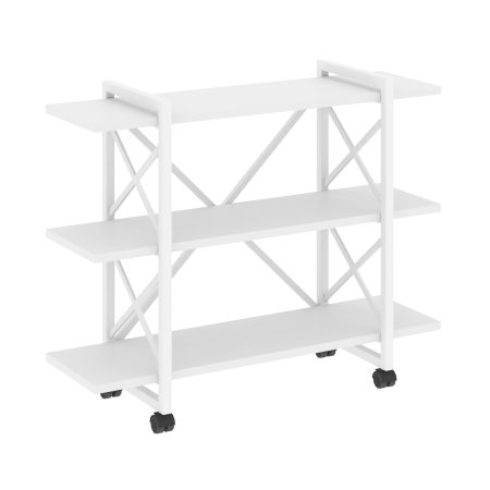 Loft Стеллаж на колесных опорах-3 полки VR.L-MST.K-3.8V Белый Бриллиант/Металл Белый 1200*400*968