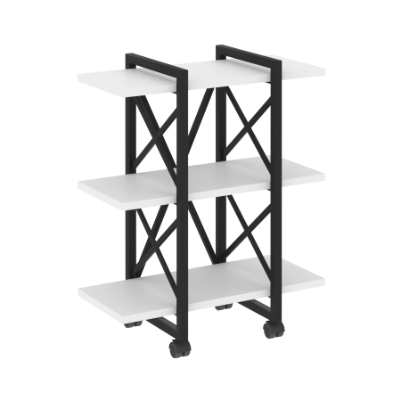 Loft Стеллаж на колесных опорах-3 полки VR.L-MST.K-3.4V Белый Бриллиант/Металл Черный 800*400*968