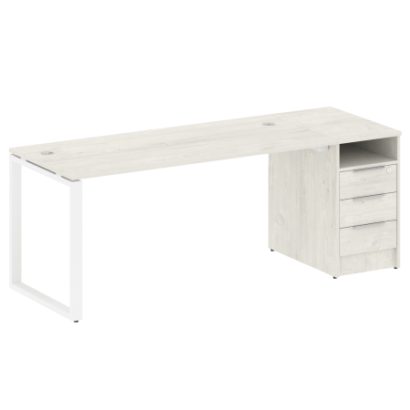 Metal System Рабочая станция с тумбой на О-образном м/к БО.РС-СТП-1.4 Дуб Наварра/Металл Белый 2012*720*750 Metal System Рабочая станция с тумбой на О-образном м/к БО.РС-СТП-1.4 Дуб Наварра/Металл Белый 2012*720*750