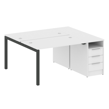 Metal System Quattro Рабочая станция с тумбой на П-образном м/к 50БП.РС-СТП-2.2 Белый/Металл Антрацит 1612*1475*750