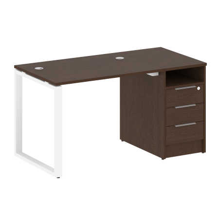 Metal System Рабочая станция с тумбой на О-образном м/к БО.РС-СТП-1.1 Венге Цаво/Металл Белый 1412*720*750 Metal System Рабочая станция с тумбой на О-образном м/к БО.РС-СТП-1.1 Венге Цаво/Металл Белый 1412*720*750