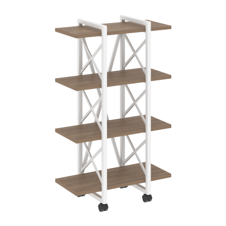 Loft Стеллаж на колесных опорах-4 полки VR.L-MST.K-4.4V Дуб Аризона/Металл Белый 800*400*1334