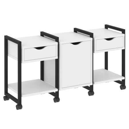 Loft Тумба на колесных опорах VR.L-TN-6.K Белый Бриллиант/Металл Черный 1440*460*767