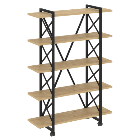 Loft Стеллаж на колесных опорах-5 полок VR.L-MST.K-5.8V Тиквуд Светлый/Металл Черный 1200*400*1704