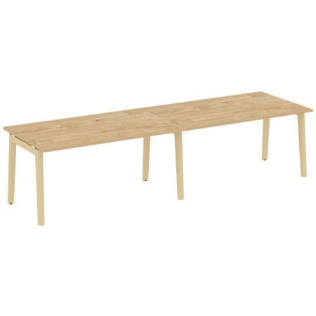 Onix Wood Стол переговорный (2 столешницы) OW.PRG-2.4 Тиквуд Светлый/Дуб Светлый/Металл Белый 3160*980*750