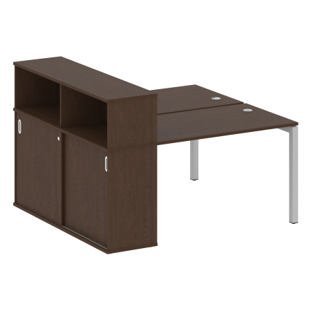 Metal System Quattro Рабочая станция с шкафом-купе на П-образном м/к 50БП.РС-СШК-2.2 Т Венге Цаво/Металл Серый 1610*1475*1098