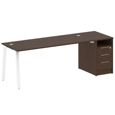 Metal System Рабочая станция с тумбой на А-образном м/к БА.РС-СТП-1.5 Венге Цаво/Металл Белый 2212*720*750 Metal System Рабочая станция с тумбой на А-образном м/к БА.РС-СТП-1.5 Венге Цаво/Металл Белый 2212*720*750