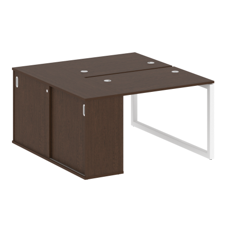 Metal System Quattro Рабочая станция с шкафом-купе на О-образном м/к 50БО.РС-СШК-1.1 Т Венге Цаво/Металл Белый 1410*1475*750