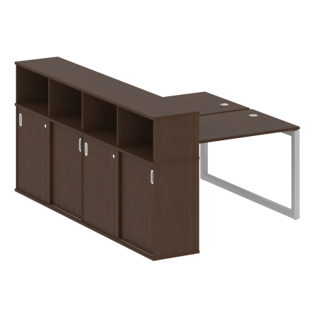 Metal System Quattro Рабочая станция с шкафом-купе на О-образном м/к 50БО.РС-СШК-4.2 Т Венге Цаво/Металл Серый 1610*2332*1098