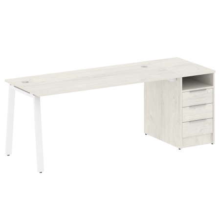 Metal System Рабочая станция с тумбой на А-образном м/к БА.РС-СТП-1.4 Дуб Наварра/Металл Белый 2012*720*750 Metal System Рабочая станция с тумбой на А-образном м/к БА.РС-СТП-1.4 Дуб Наварра/Металл Белый 2012*720*750