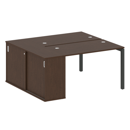 Metal System Quattro Рабочая станция с шкафом-купе на П-образном м/к 50БП.РС-СШК-1.2 Т Венге Цаво/Металл Антрацит 1610*1475*750