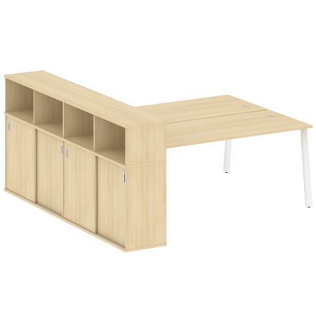 Metal System Рабочая станция с шкафом-купе на А-образном м/к БА.РС-СШК-4.5 Т Акация Лорка/Металл Белый 2210*2332*1098 Metal System Рабочая станция с шкафом-купе на А-образном м/к БА.РС-СШК-4.5 Т Акация Лорка/Металл Белый 2210*2332*1098