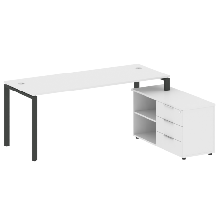 Metal System Рабочая станция с тумбой на П-образном м/к БП.РС-СТС-2.5 (R) Белый/Металл Антрацит 1900*1520*750 Metal System Рабочая станция с тумбой на П-образном м/к БП.РС-СТС-2.5 (R) Белый/Металл Антрацит 1900*1520*750