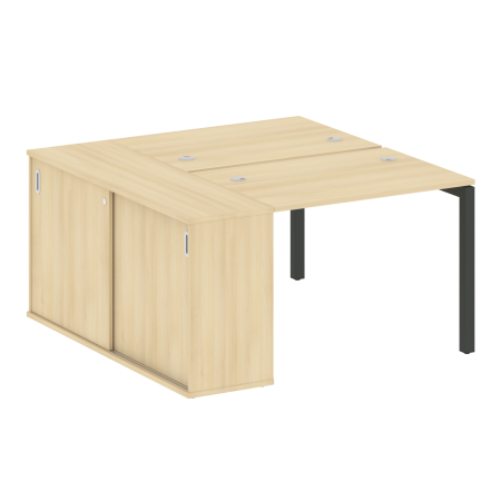 Metal System Quattro Рабочая станция с шкафом-купе на П-образном м/к 50БП.РС-СШК-1.1 Т Акация Лорка/Металл Антрацит 1410*1475*750