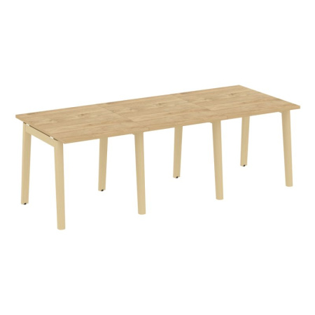 Onix Wood Стол переговорный (3 столешницы) OW.PRG-3.0 Тиквуд Светлый/Дуб Светлый/Металл Белый 2340*980*750