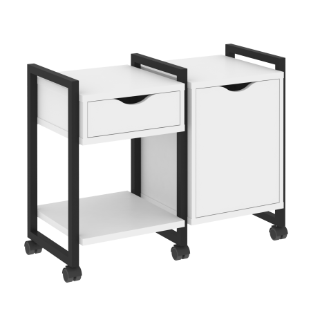Loft Тумба на колесных опорах VR.L-TN-3.K Белый Бриллиант/Металл Черный 970*460*767