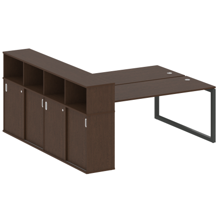 Metal System Quattro Рабочая станция с шкафом-купе на О-образном м/к 50БО.РС-СШК-4.5 Т Венге Цаво/Металл Антрацит 2210*2332*1098