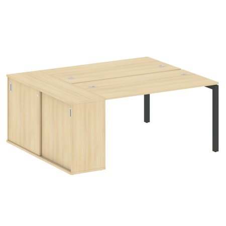 Metal System Quattro Рабочая станция с шкафом-купе на П-образном м/к 50БП.РС-СШК-1.3 Т Акация Лорка/Металл Антрацит 1810*1475*750