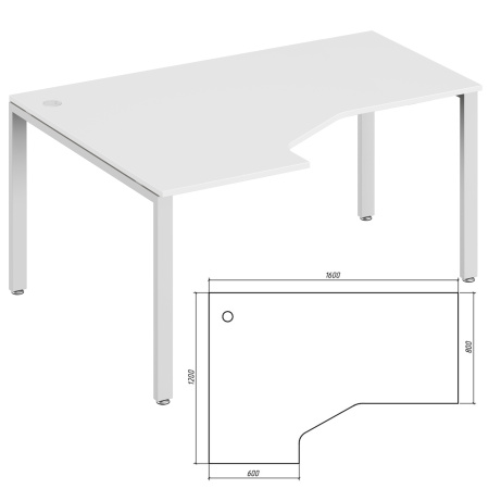 Trend Metal TDM32215644 Эргономичный стол левый 1600x1200x750 белый