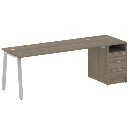 Metal System Рабочая станция с тумбой на А-образном м/к БА.РС-СТП-1.5 Вяз Благородный/Металл Серый 2212*720*750 Metal System Рабочая станция с тумбой на А-образном м/к БА.РС-СТП-1.5 Вяз Благородный/Металл Серый 2212*720*750