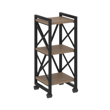 Loft Стеллаж на колесных опорах-3 полки VR.L-MST.K-3.4 Дуб Аризона/Металл Черный 400*400*968