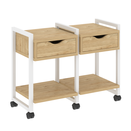 Loft Тумба на колесных опорах VR.L-TN-1.K Тиквуд Светлый/Металл Белый 970*460*767