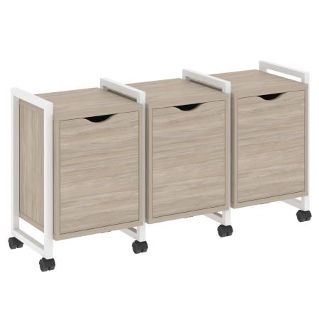 Loft Тумба на колесных опорах VR.L-TN-5.K Дуб Аттик/Металл Белый 1440*460*767