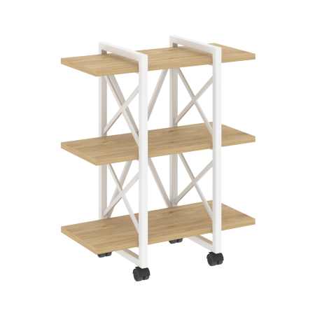 Loft Стеллаж на колесных опорах-3 полки VR.L-MST.K-3.4V Тиквуд Светлый/Металл Белый 800*400*968