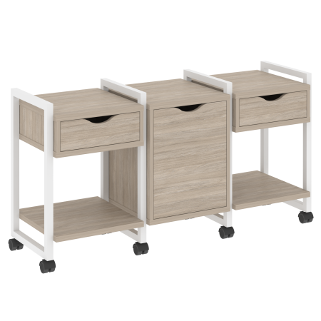 Loft Тумба на колесных опорах VR.L-TN-6.K Дуб Аттик/Металл Белый 1440*460*767