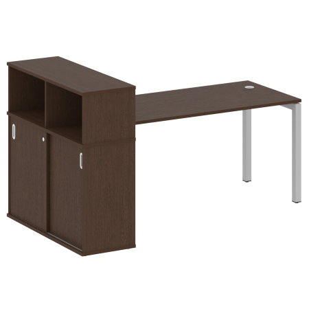 Metal System Quattro Стол письменный с шкафом-купе на П-образном м/к 50БП.РС-СШК-3.4 Т Венге Цаво/Металл Серый 2010*1120*1098
