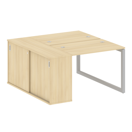 Metal System Quattro Рабочая станция с шкафом-купе на О-образном м/к 50БО.РС-СШК-1.1 Т Акация Лорка/Металл Серый 1410*1475*750