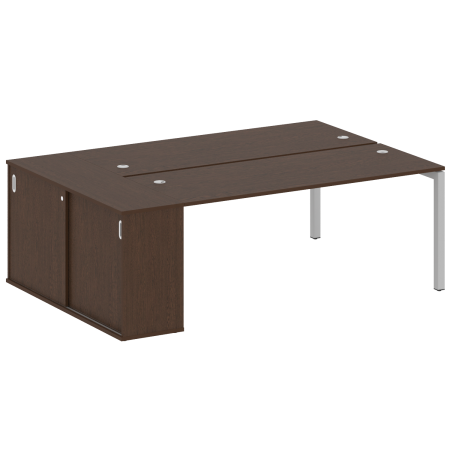 Metal System Quattro Рабочая станция с шкафом-купе на П-образном м/к 50БП.РС-СШК-1.5 Т Венге Цаво/Металл Серый 2210*1475*750